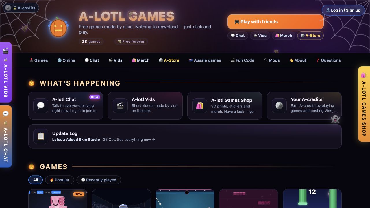 Screenshot of A-Lotl Games