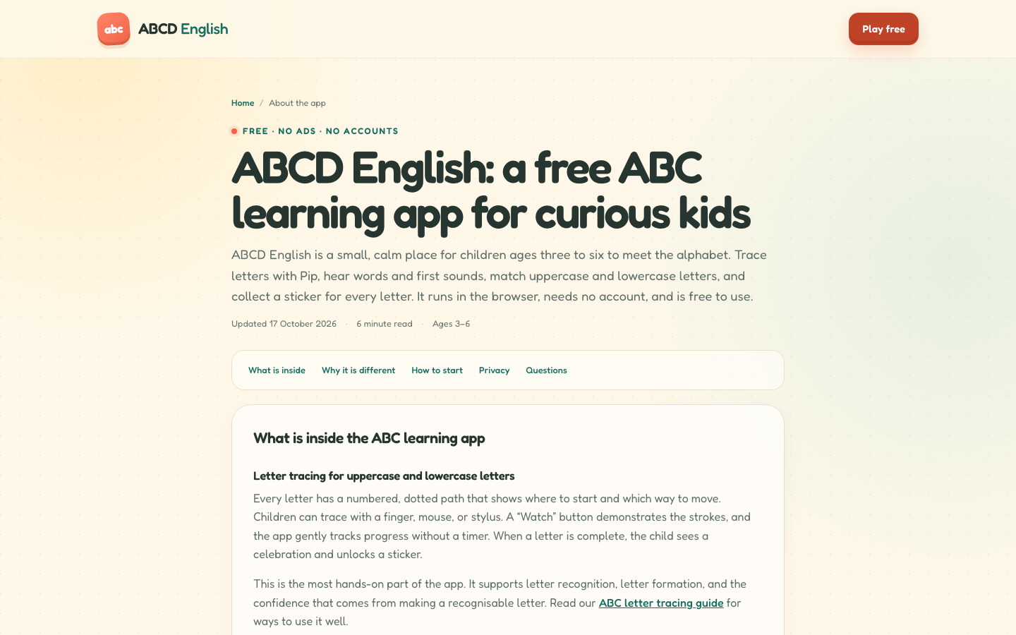Screenshot of ABCD English