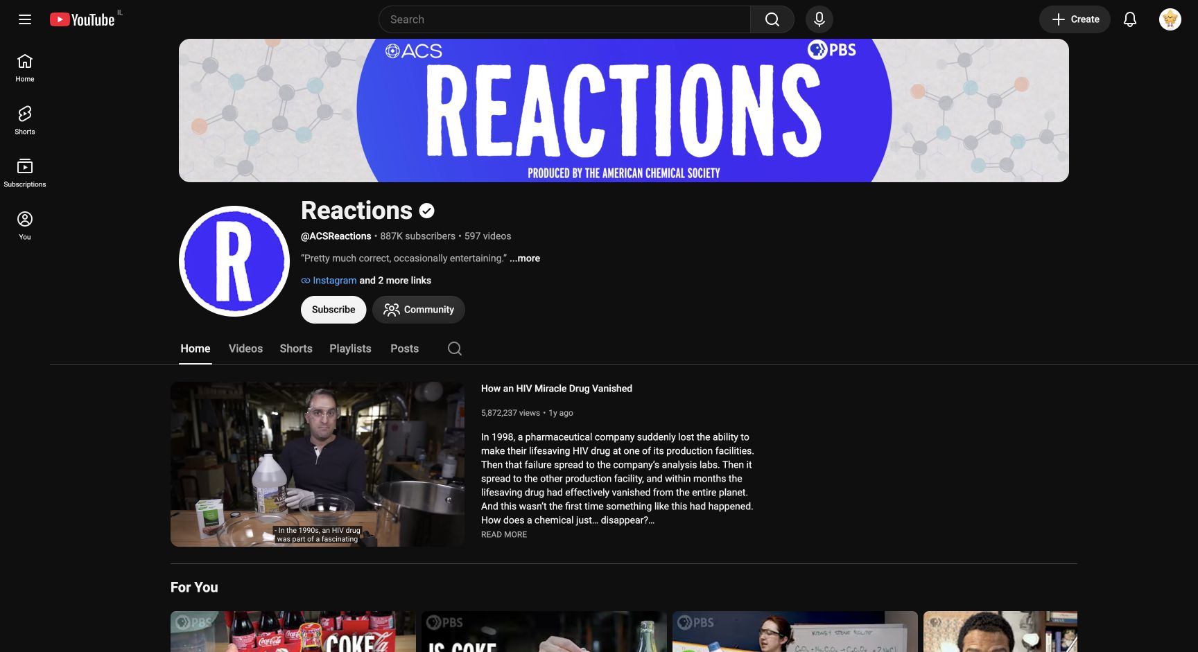 Screenshot of Reactions