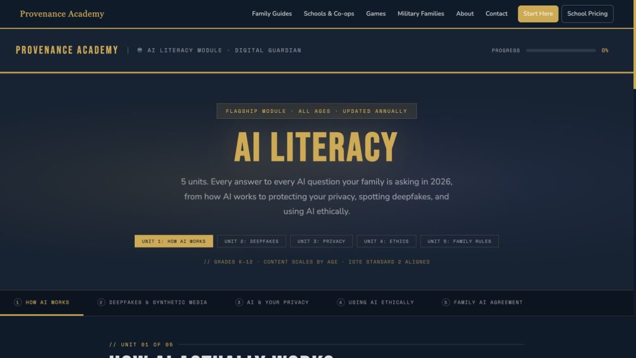 Screenshot of AI Literacy