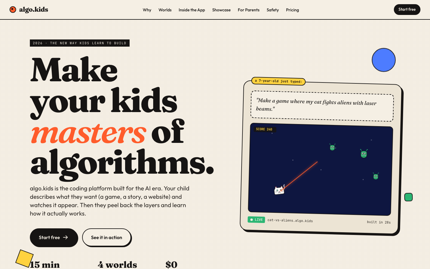 Screenshot of algo.kids