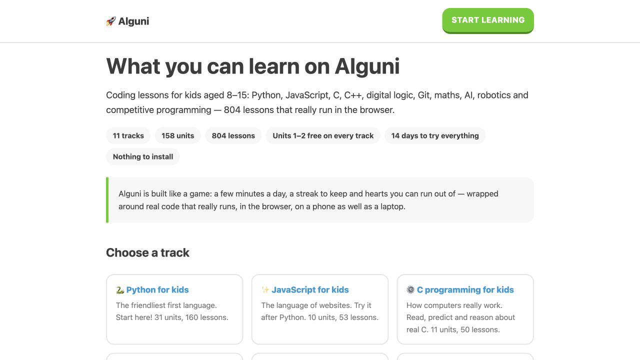 Screenshot of Alguni
