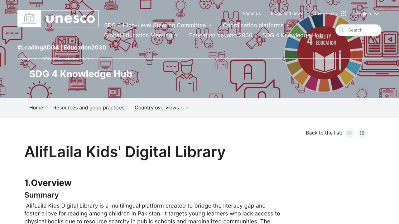 Screenshot of AlifLaila Kids’ Digital Library