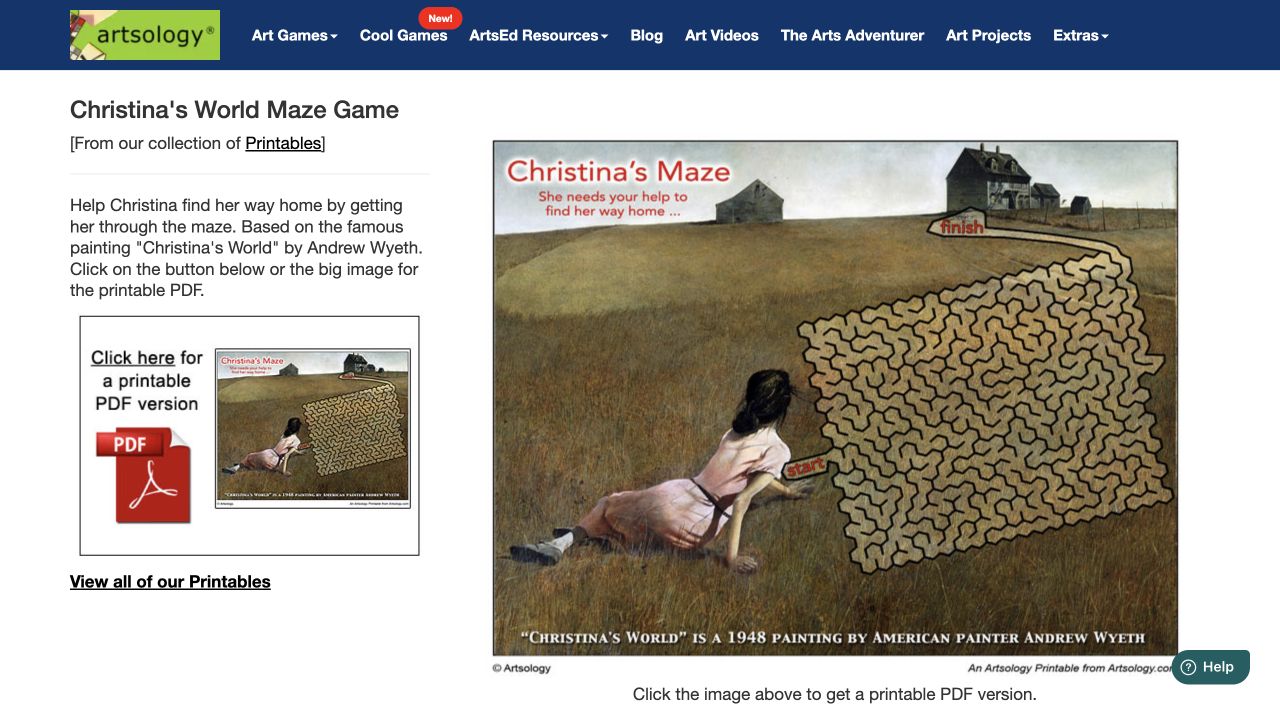 Screenshot of Christina's World Maze
