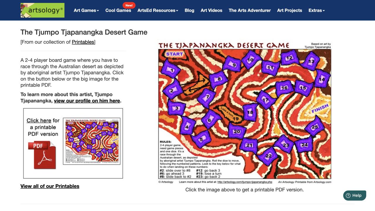 Screenshot of Tjumpo Tjapanangka Desert Game