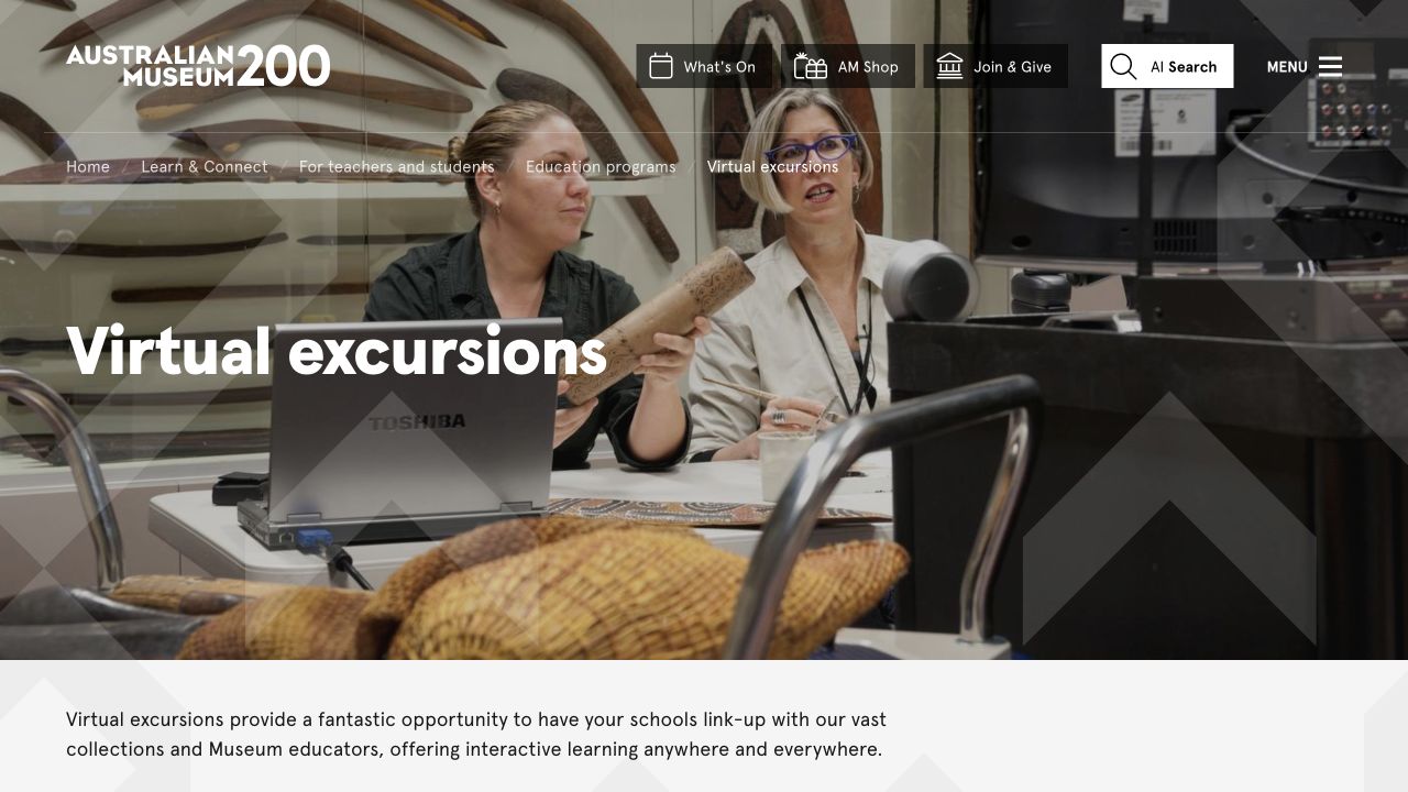 Screenshot of Australian Museum Virtual Excursions