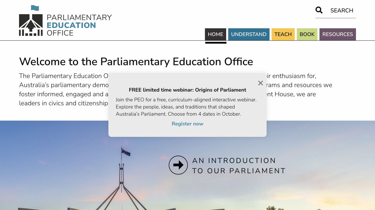 Screenshot of Parliamentary Education Office