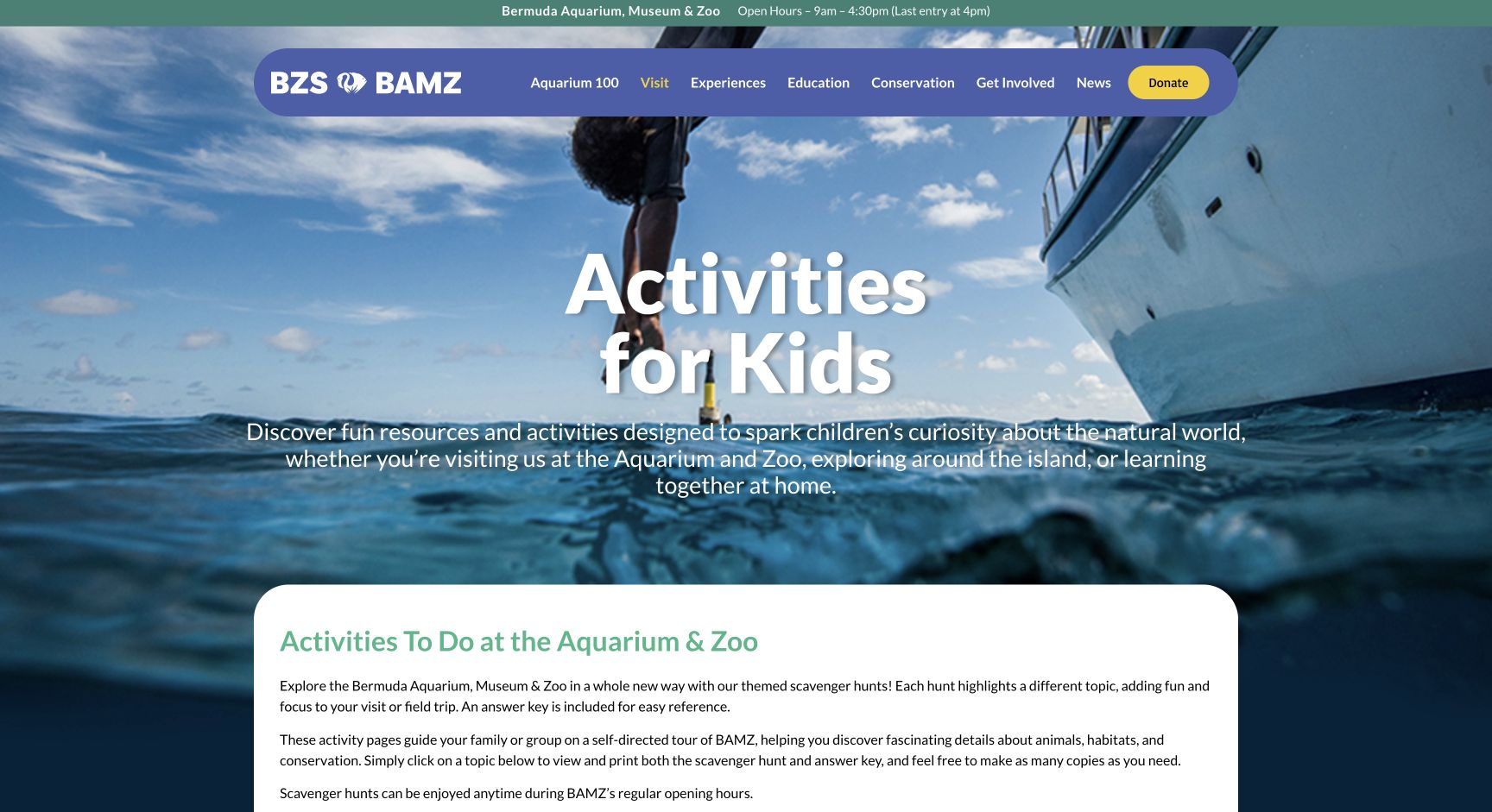 Screenshot of Bermuda Aquarium, Museum & Zoo: Activities for Kids