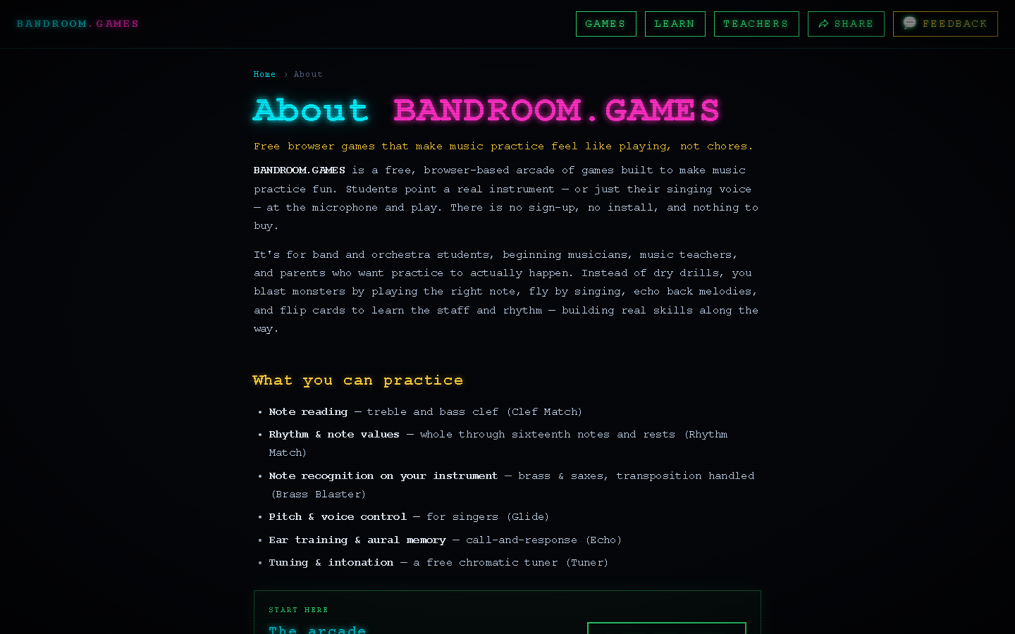 Screenshot of BANDROOM.GAMES