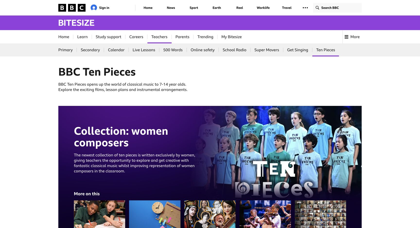 Screenshot of BBC Ten Pieces