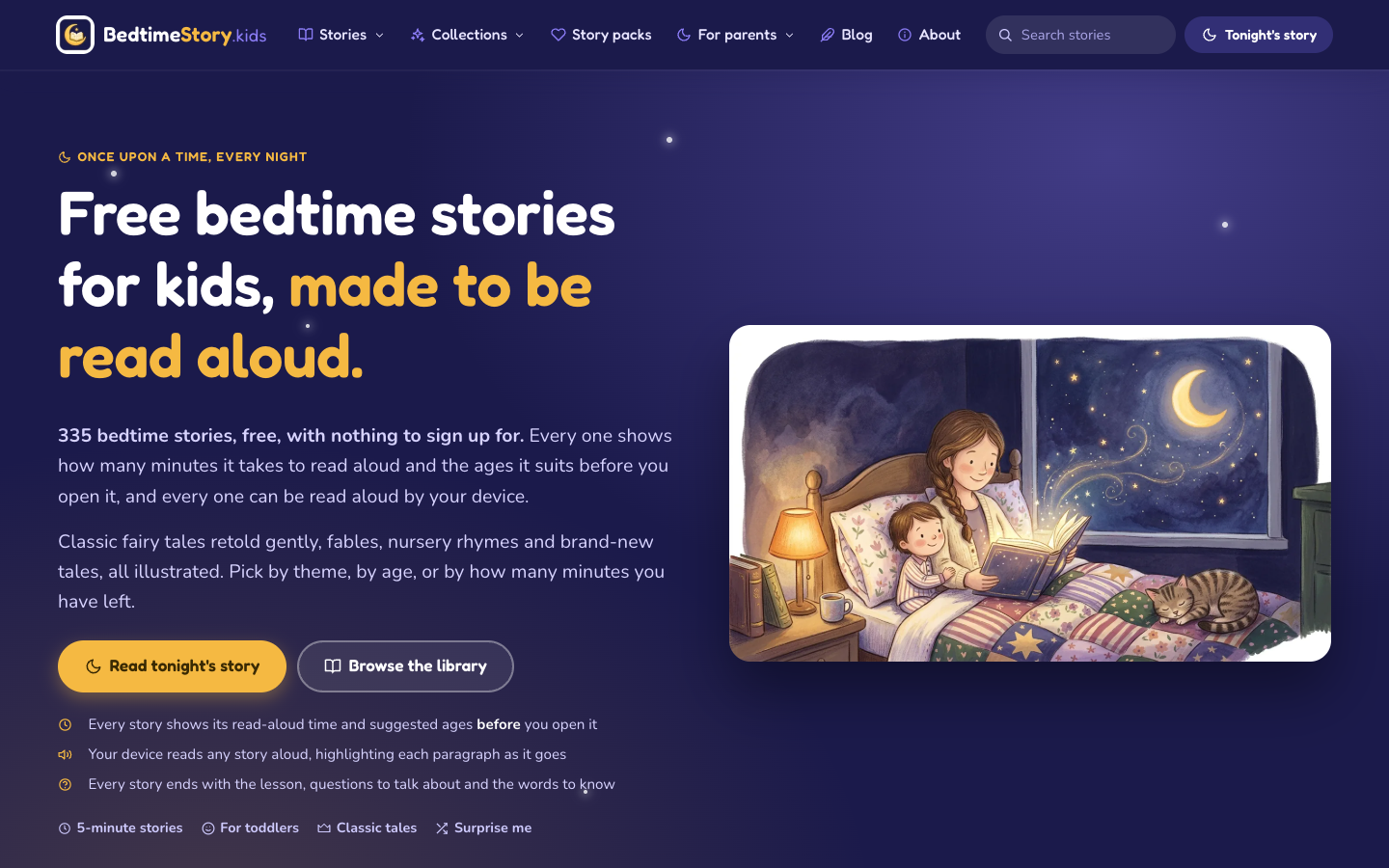 Screenshot of BedtimeStory.kids
