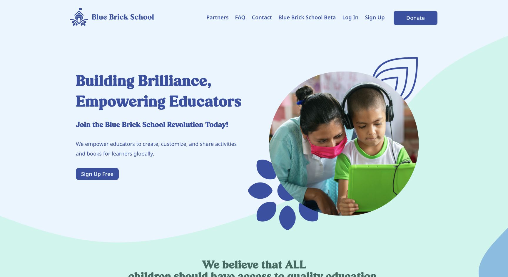 Screenshot of Blue Brick School