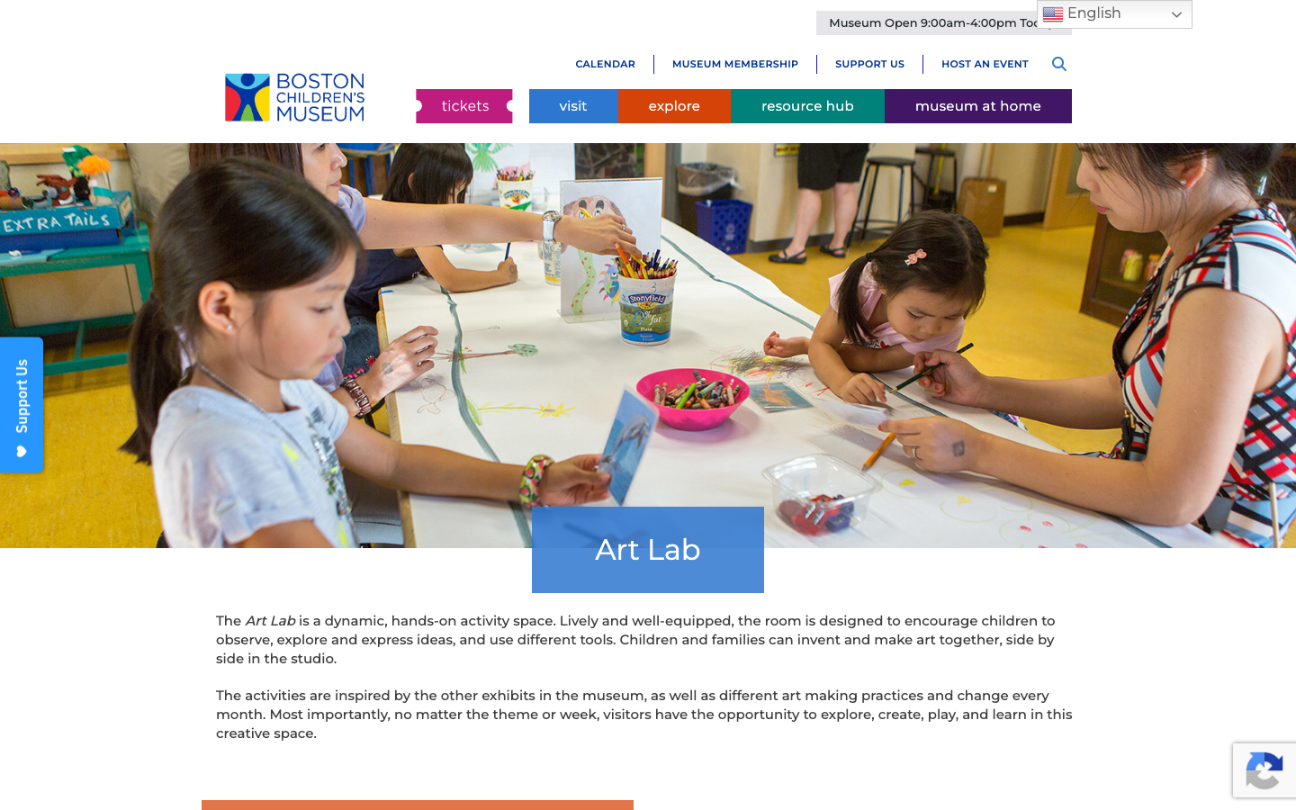 Screenshot of Boston Children’s Museum Art Lab