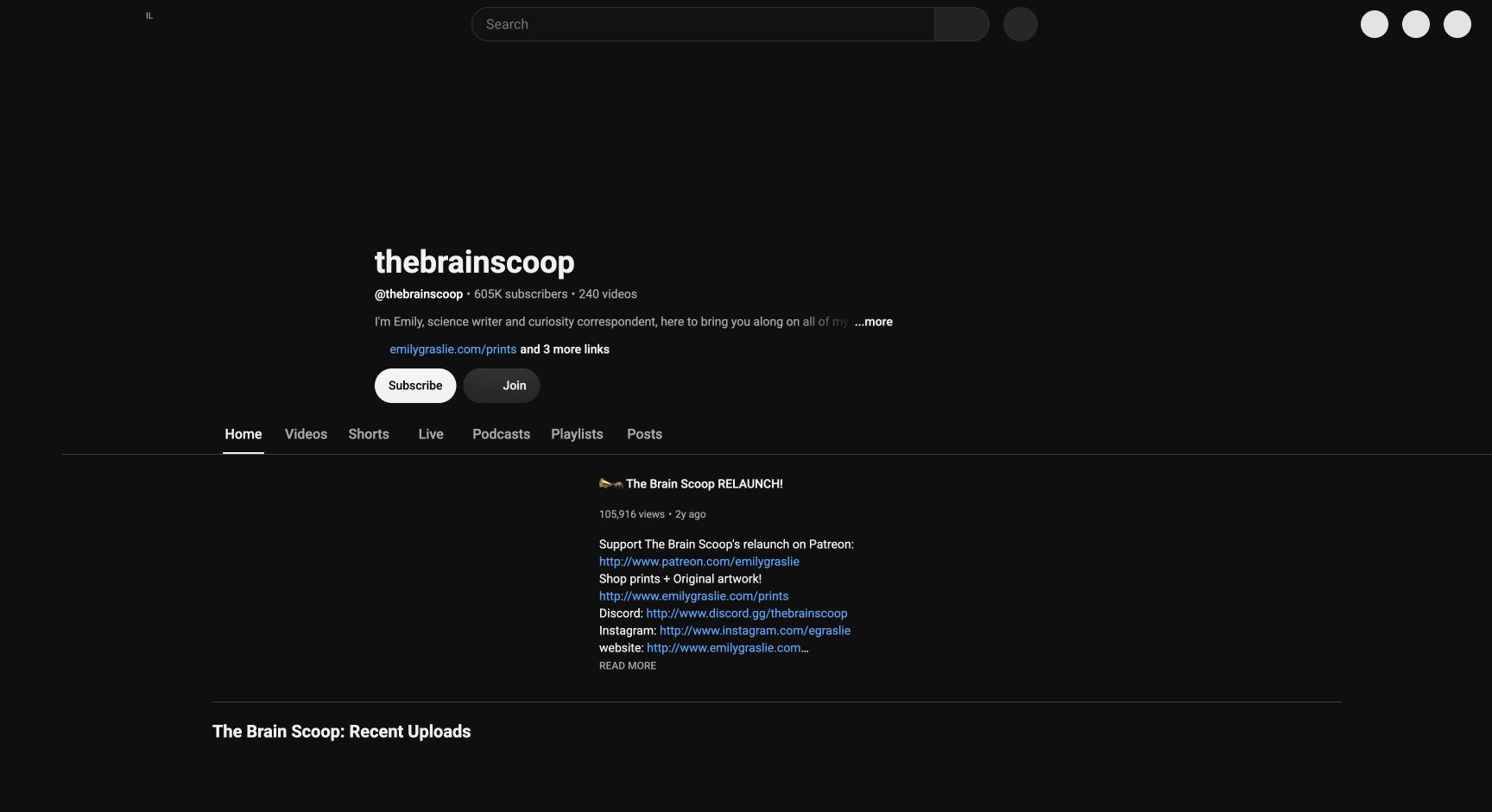Screenshot of The Brain Scoop