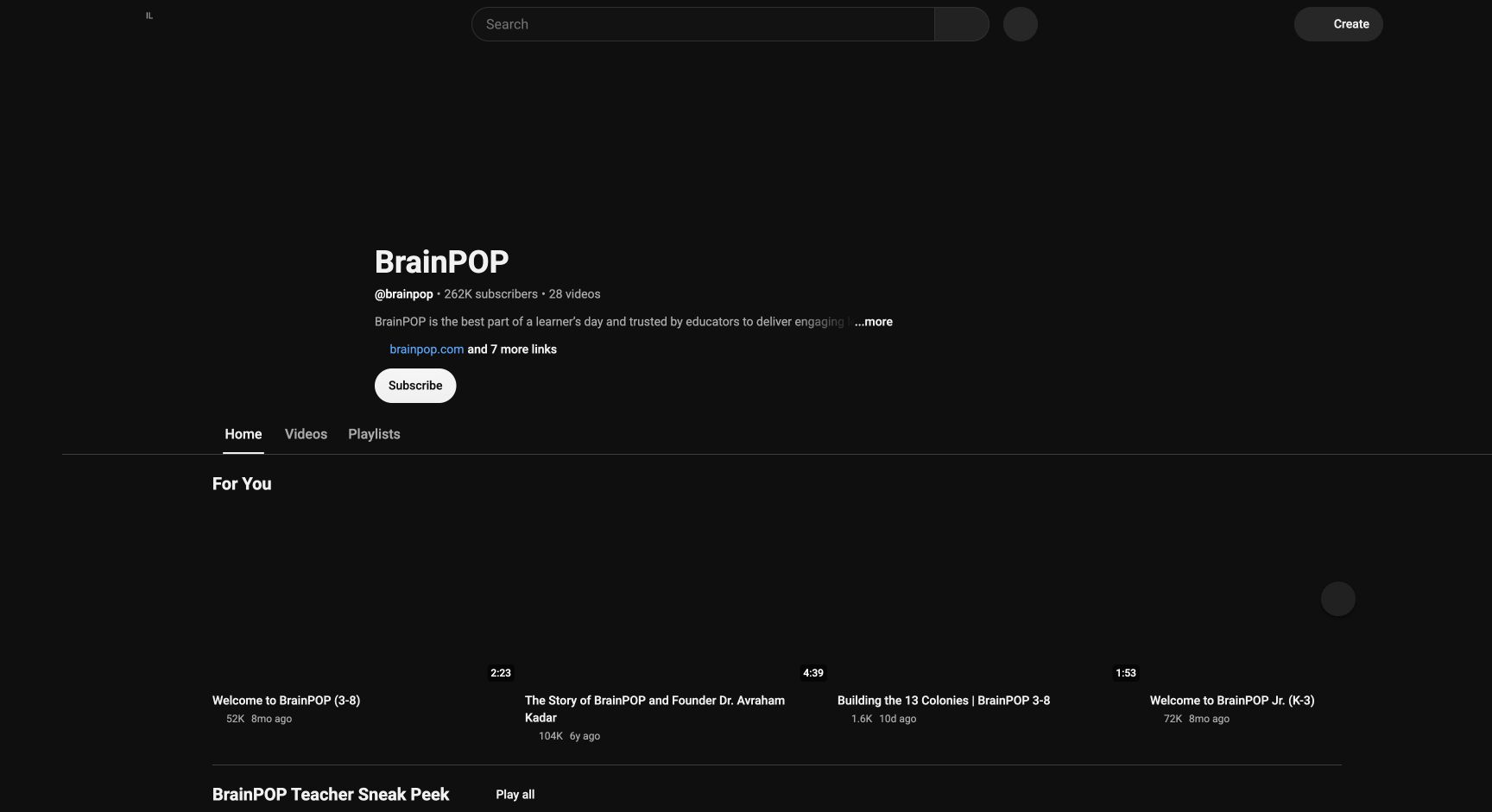 Screenshot of BrainPOP