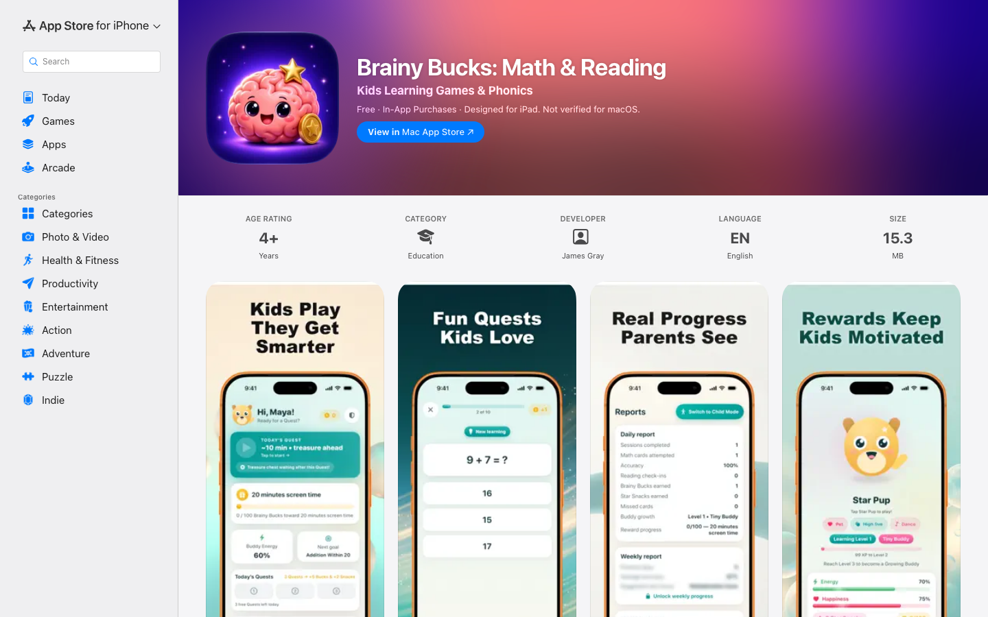 Screenshot of Brainy Bucks