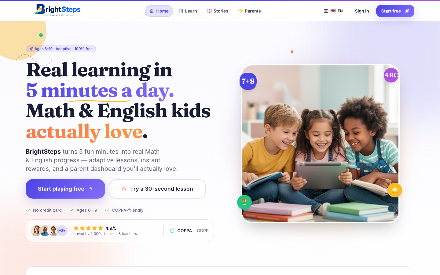 Screenshot of BrightSteps Kids