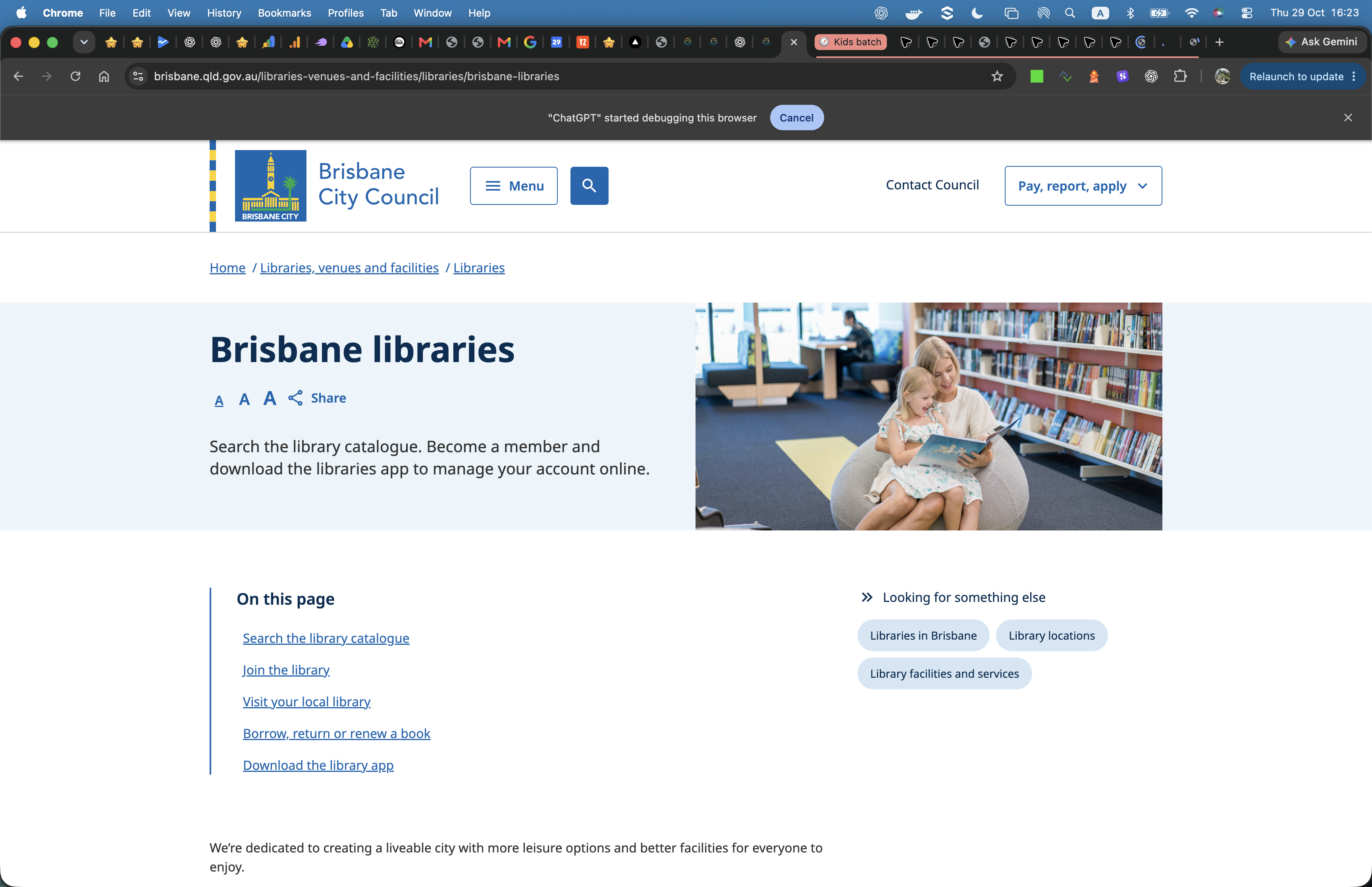 Screenshot of Brisbane Libraries