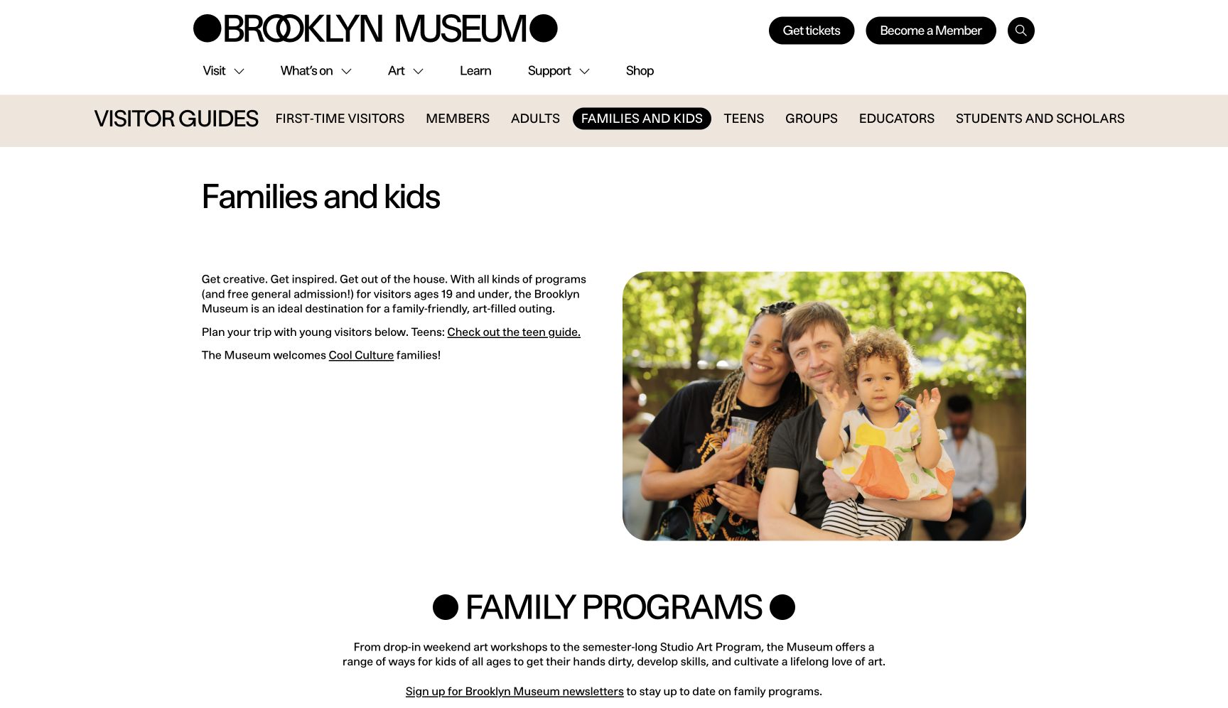 Screenshot of Brooklyn Museum Families & Kids