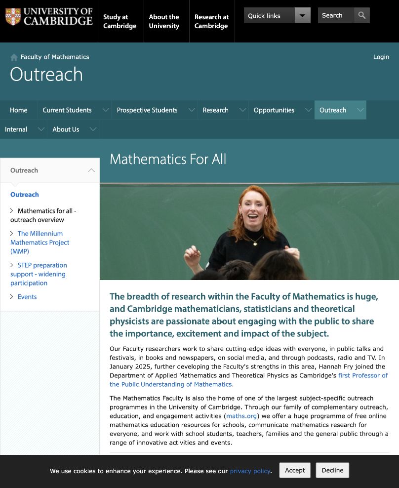 Screenshot of Mathematics For All