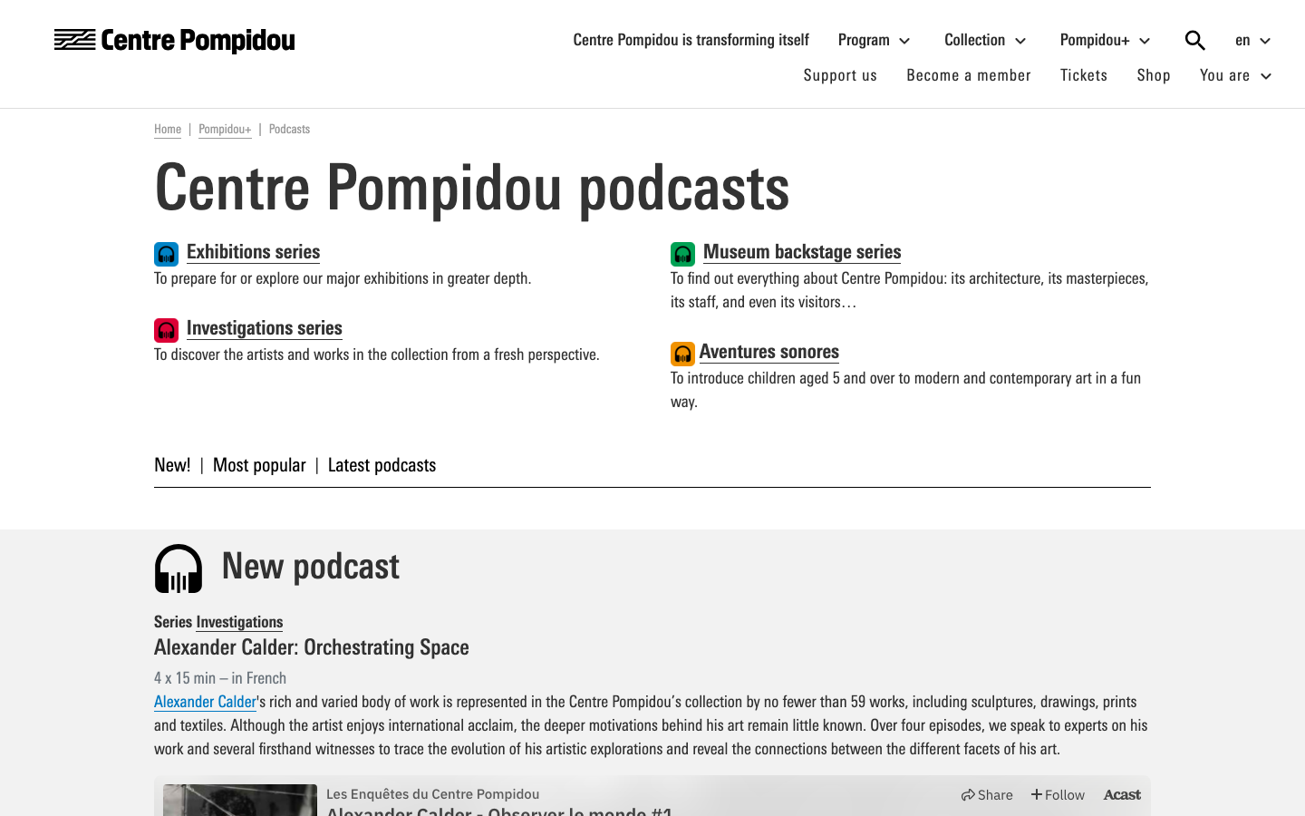 Screenshot of Centre Pompidou Podcasts: Aventures sonores