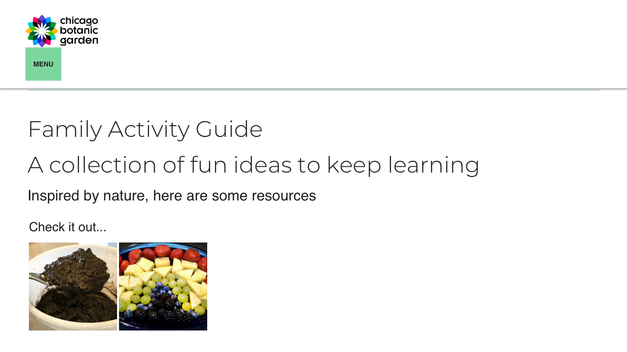 Screenshot of Chicago Botanic Garden Family Activity Guide