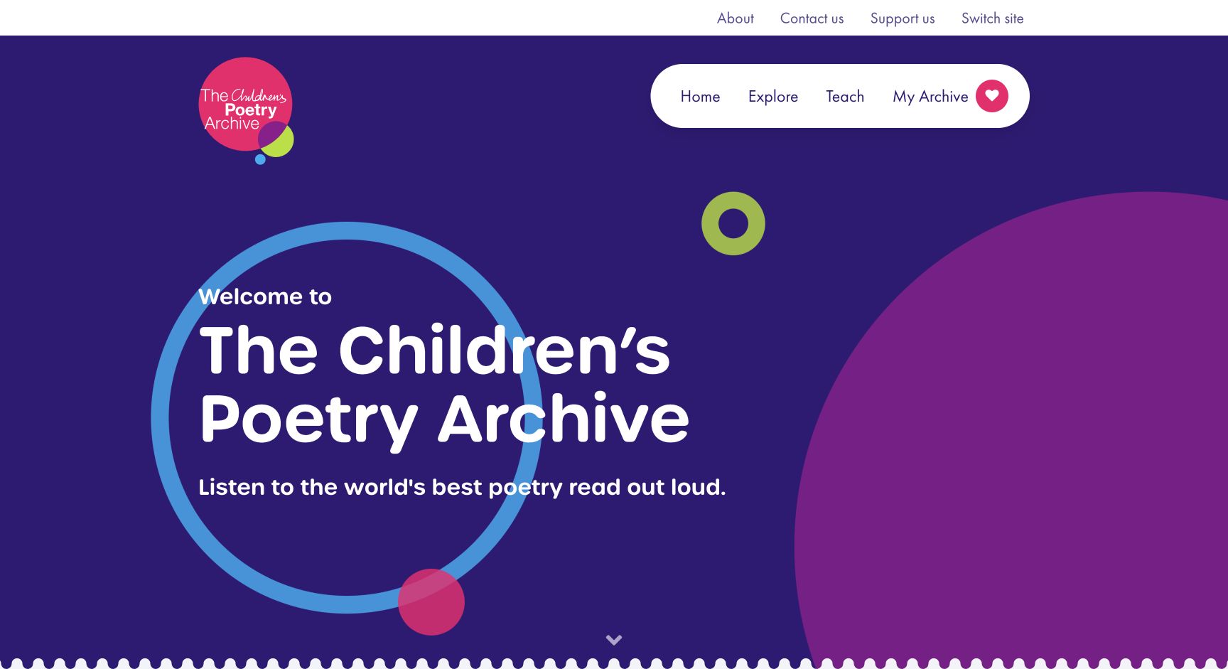 Screenshot of The Children’s Poetry Archive