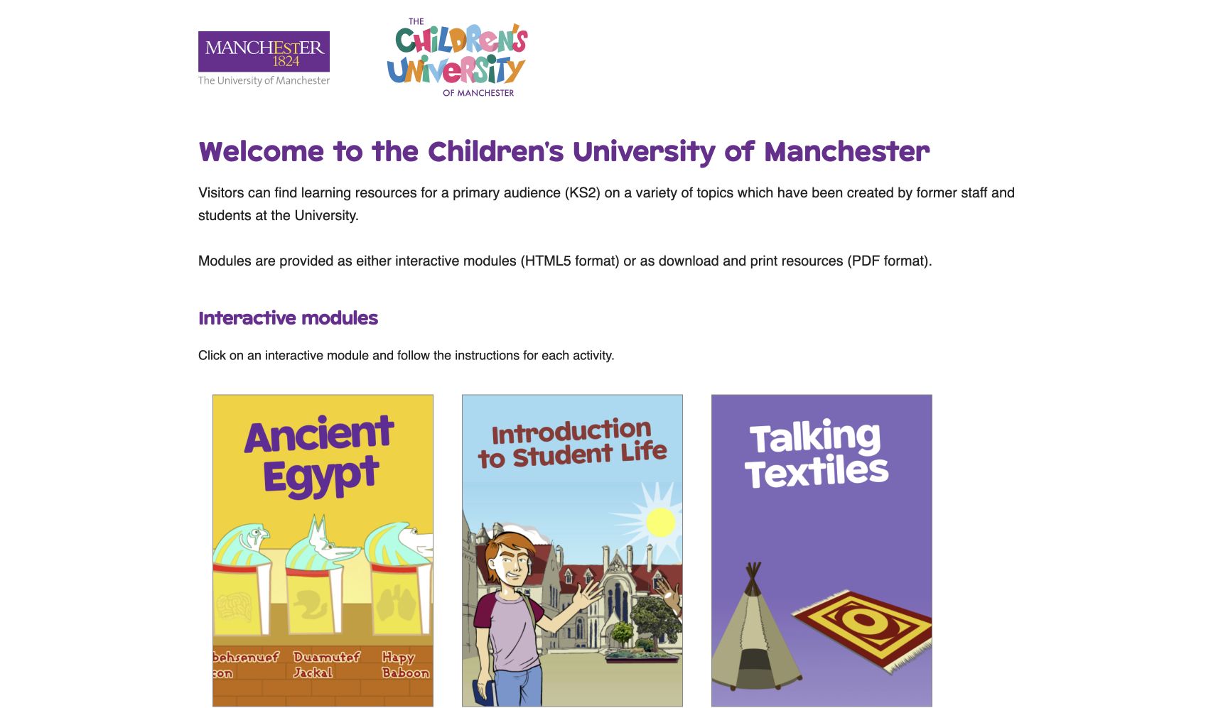 Screenshot of Children’s University of Manchester