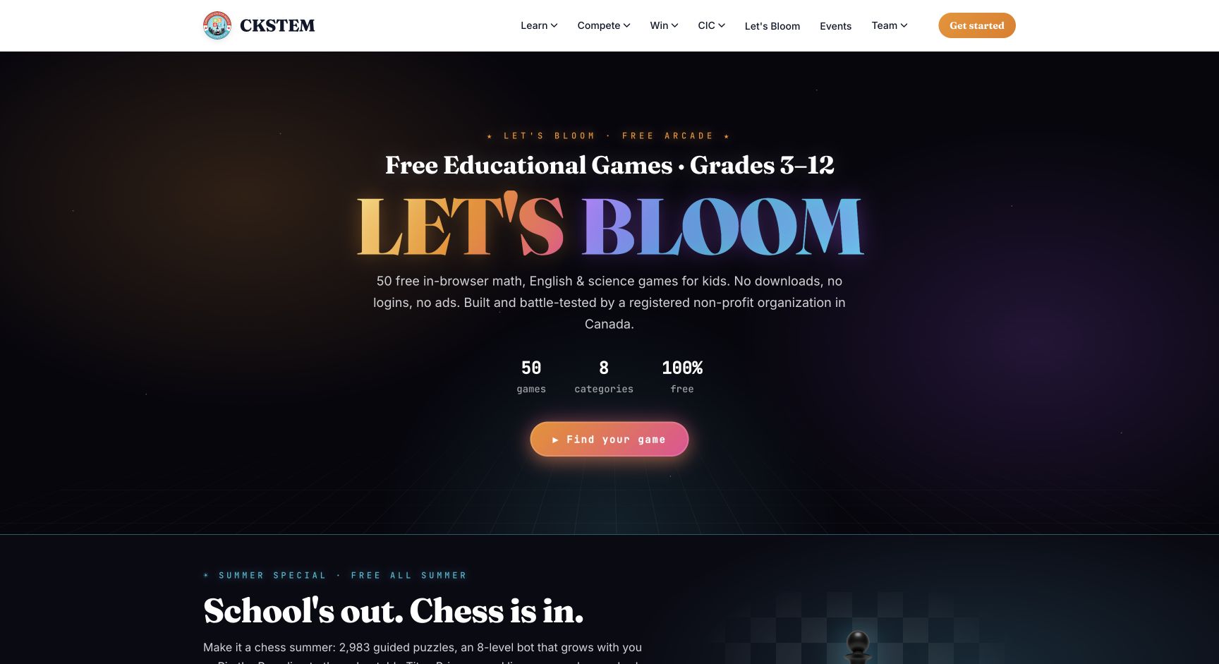 Screenshot of CKSTEM Let’s Bloom