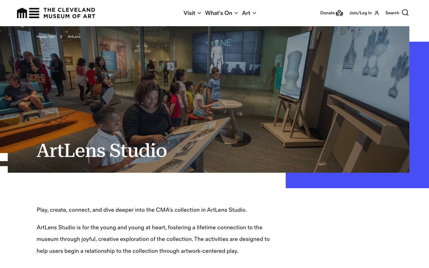 Screenshot of Cleveland ArtLens Studio