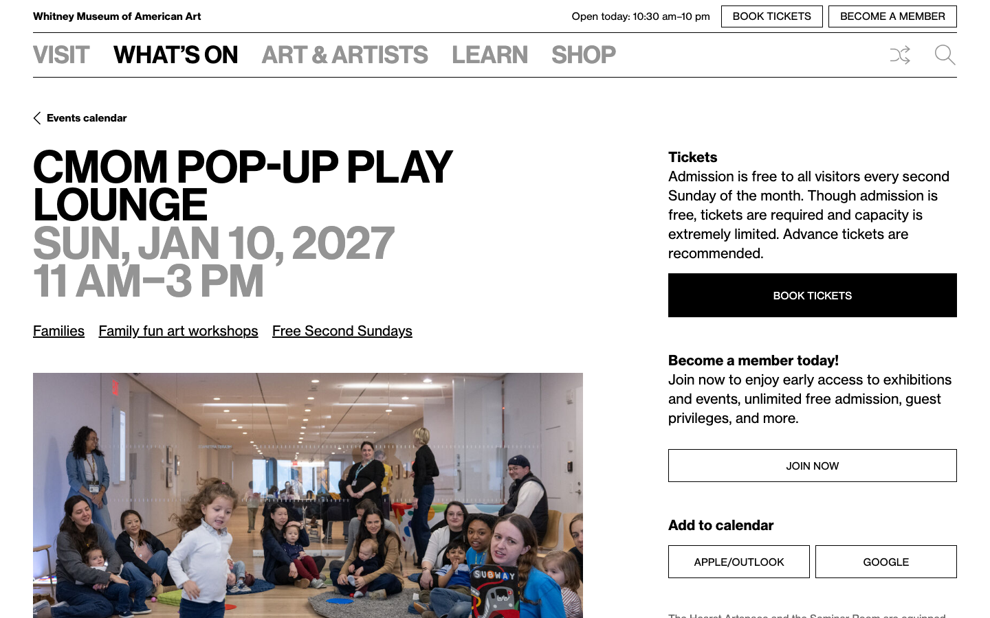 Screenshot of Children’s Museum of Manhattan CMOM Pop-up Play Lounge