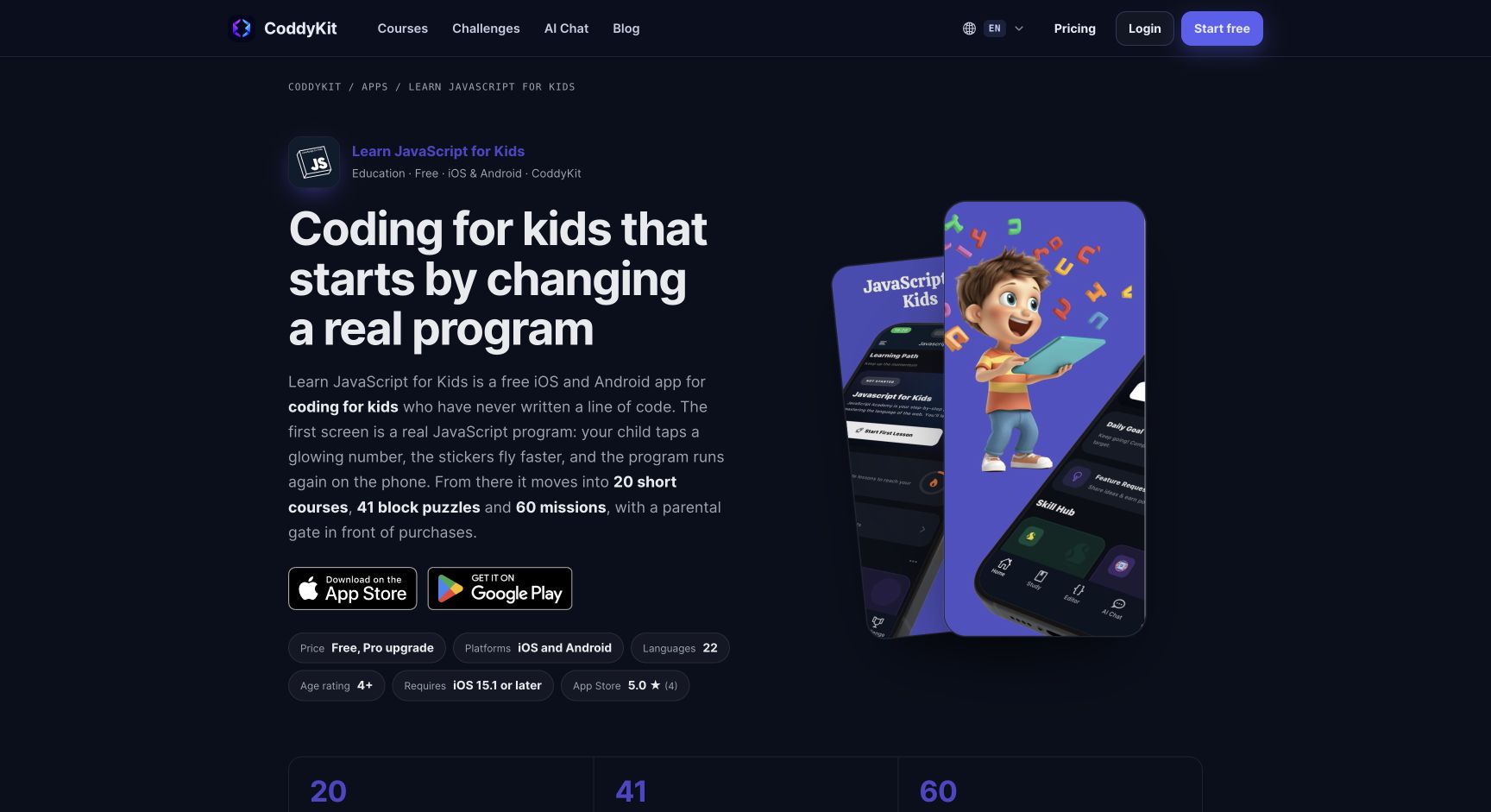 Screenshot of CoddyKit Learn JavaScript for Kids