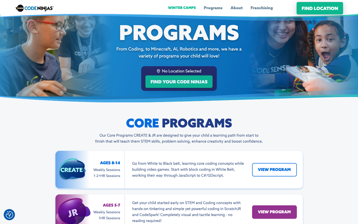 Screenshot of Code Ninjas Programs