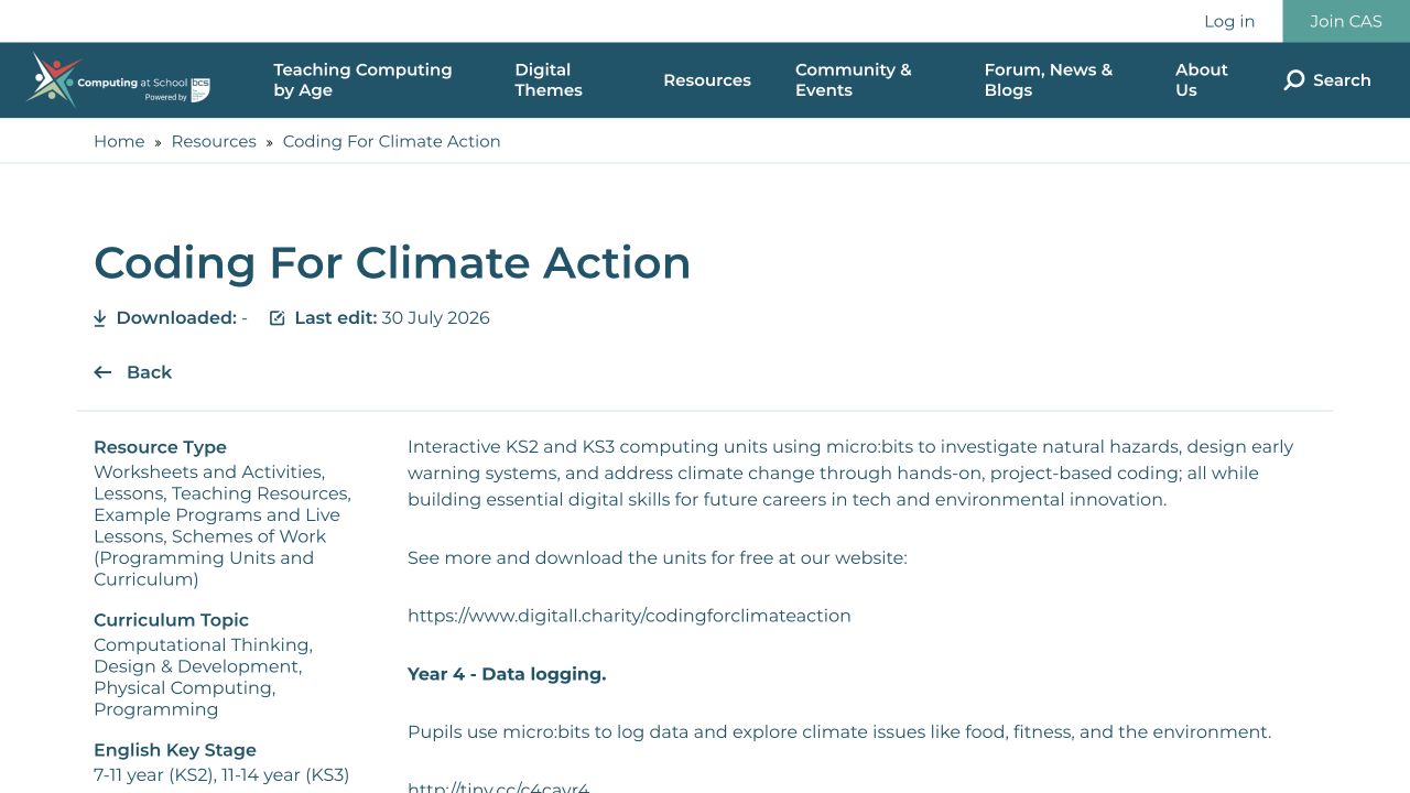 Screenshot of Coding for Climate Action