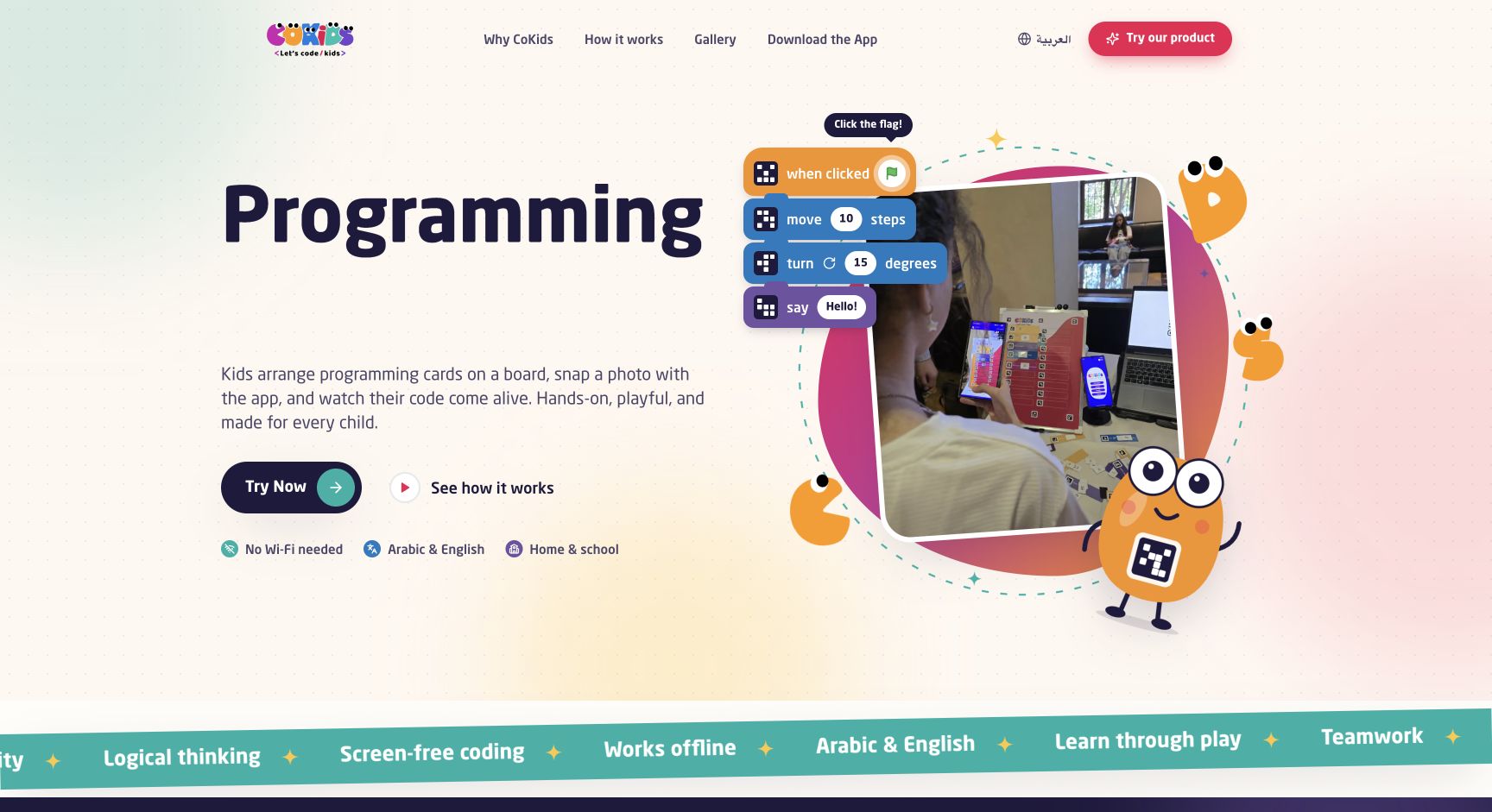 Screenshot of CoKids Screen-Free Coding Kit & App