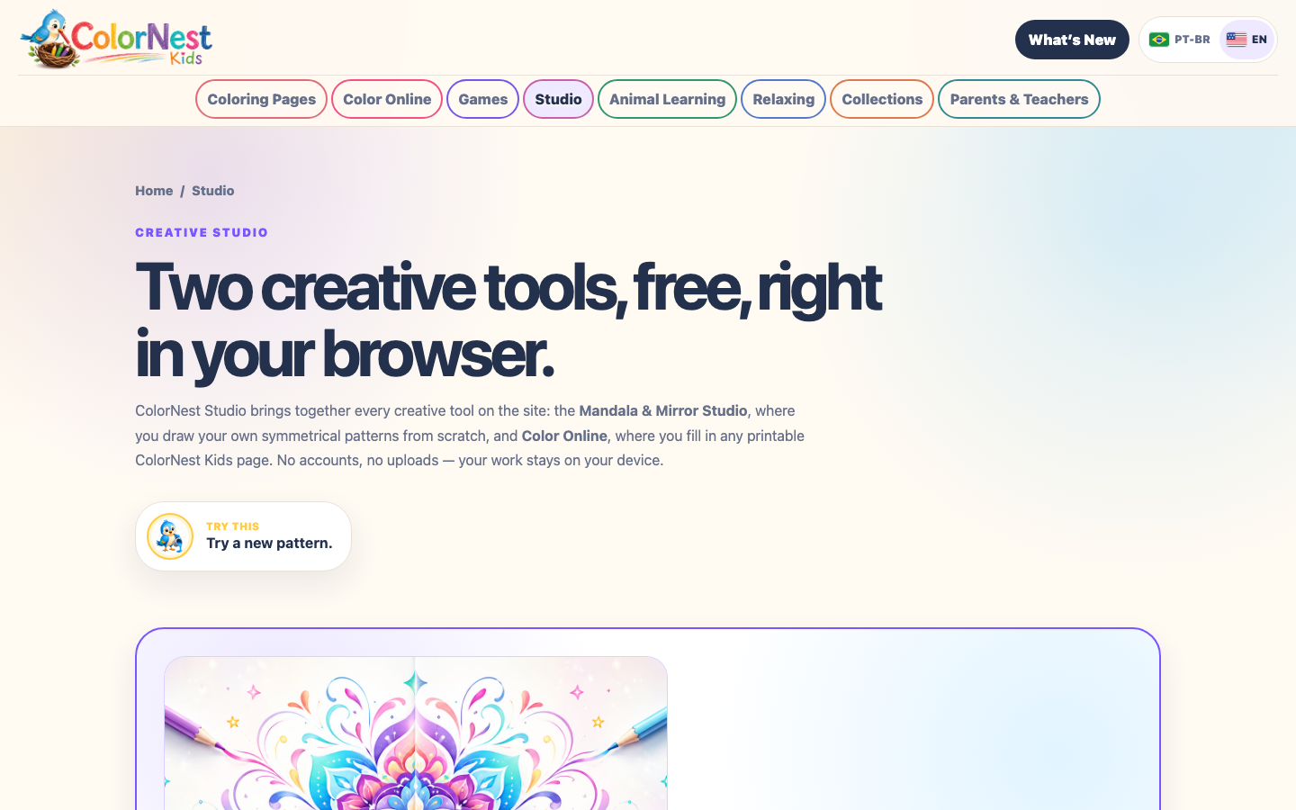 Screenshot of ColorNest Studio