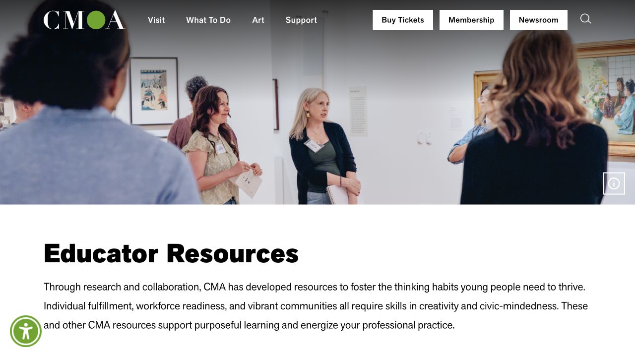 Screenshot of Columbus Museum of Art Educator Resources
