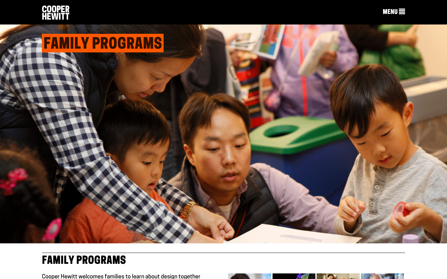 Screenshot of Cooper Hewitt Family Programs