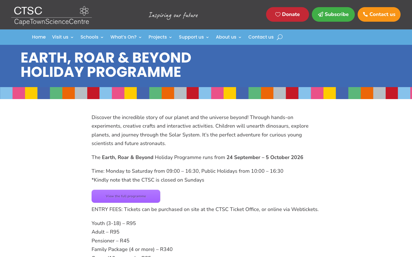 Screenshot of Earth, Roar & Beyond Holiday Programme