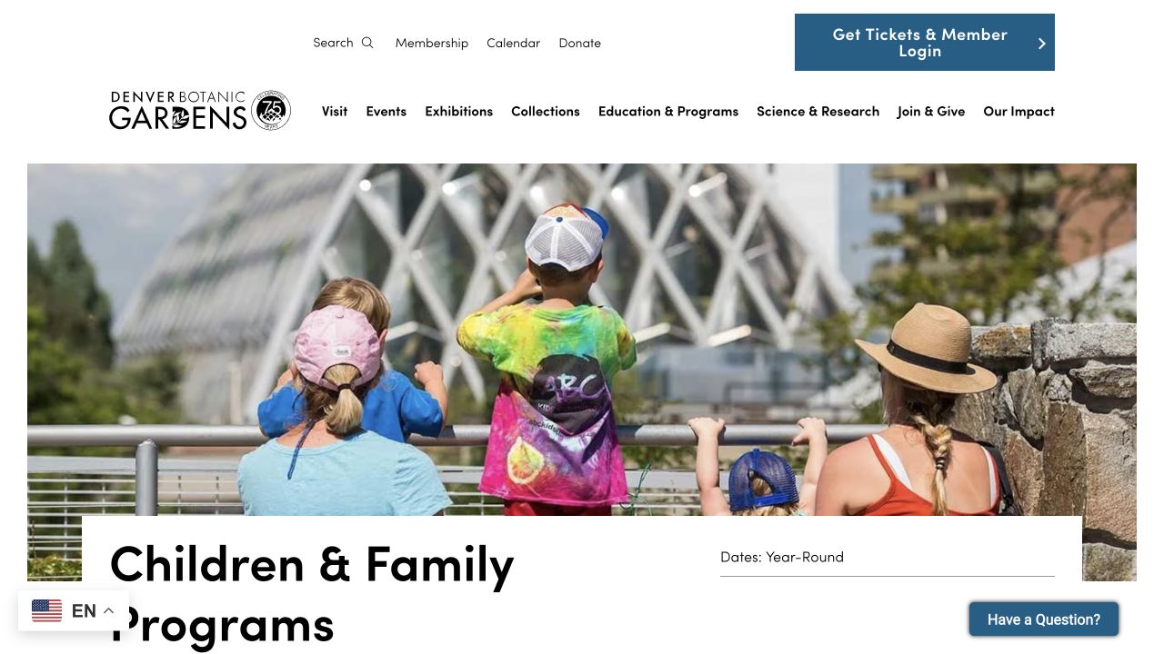 Screenshot of Denver Botanic Gardens Children & Family Programs