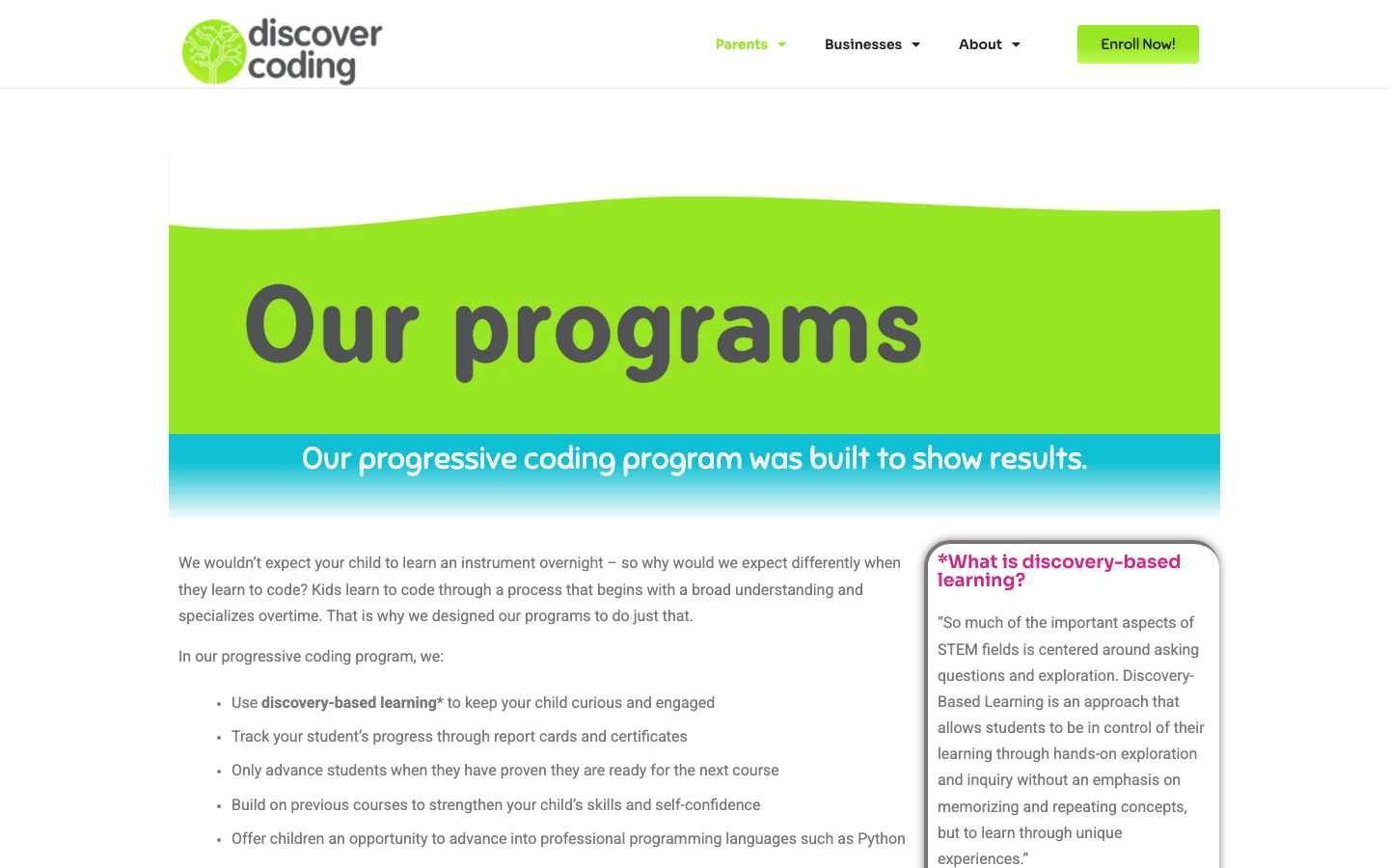 Screenshot of Discover Coding