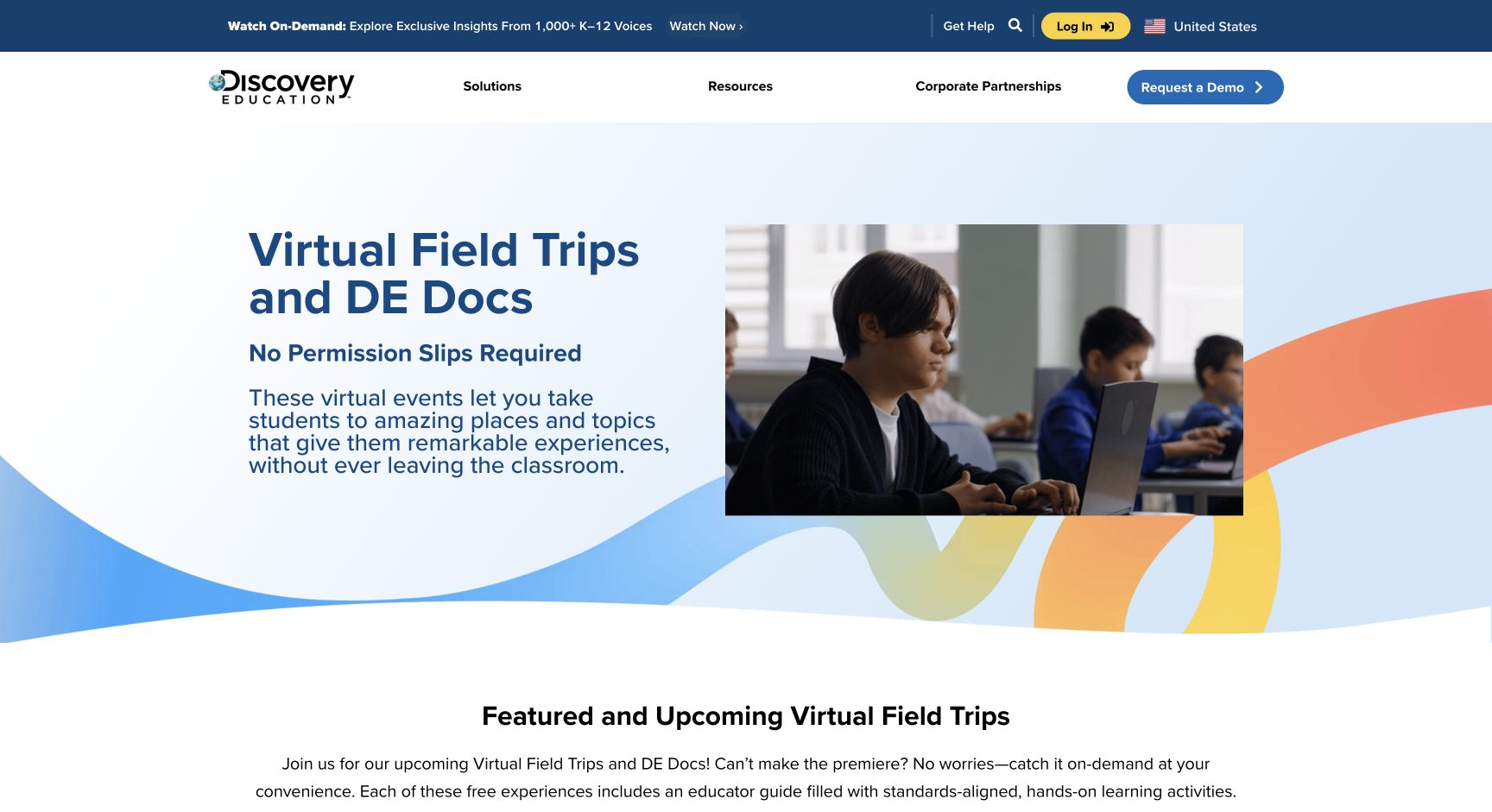 Screenshot of Discovery Education Virtual Field Trips