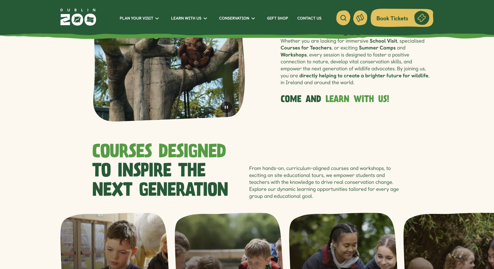 Screenshot of Dublin Zoo Conservation Education
