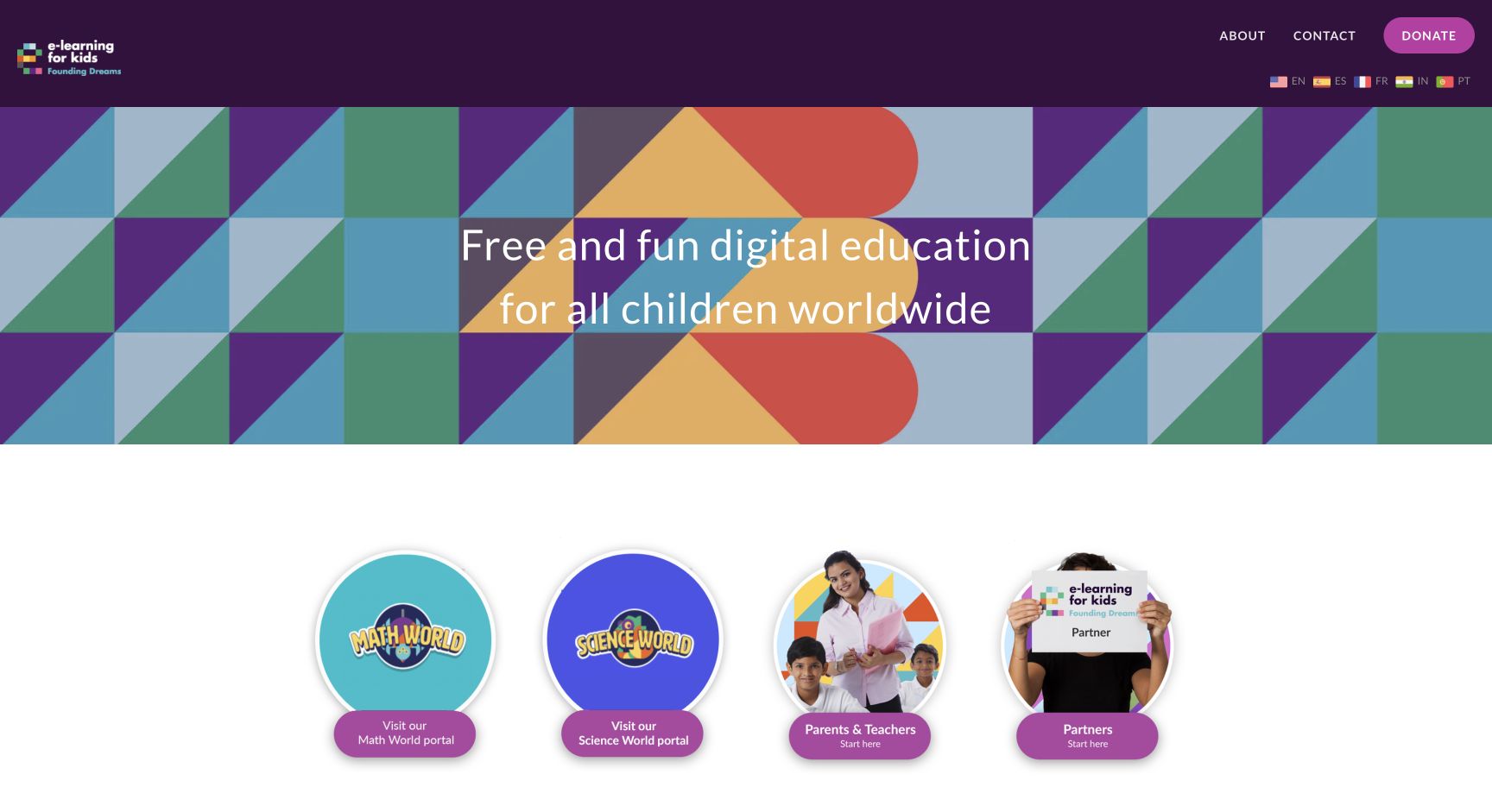 Screenshot of e-learning for kids