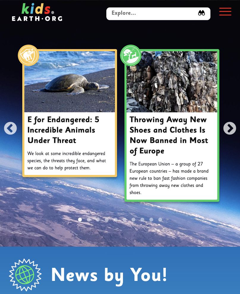 Screenshot of Earth.Org Kids