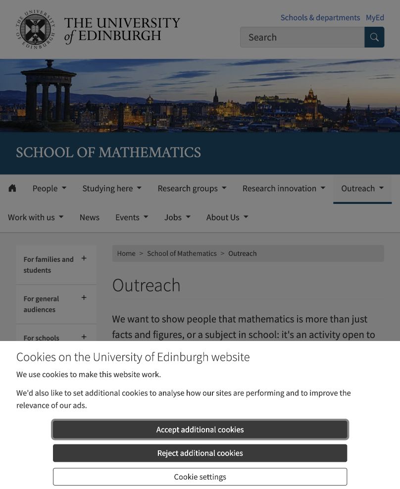 Screenshot of University of Edinburgh Mathematics Outreach