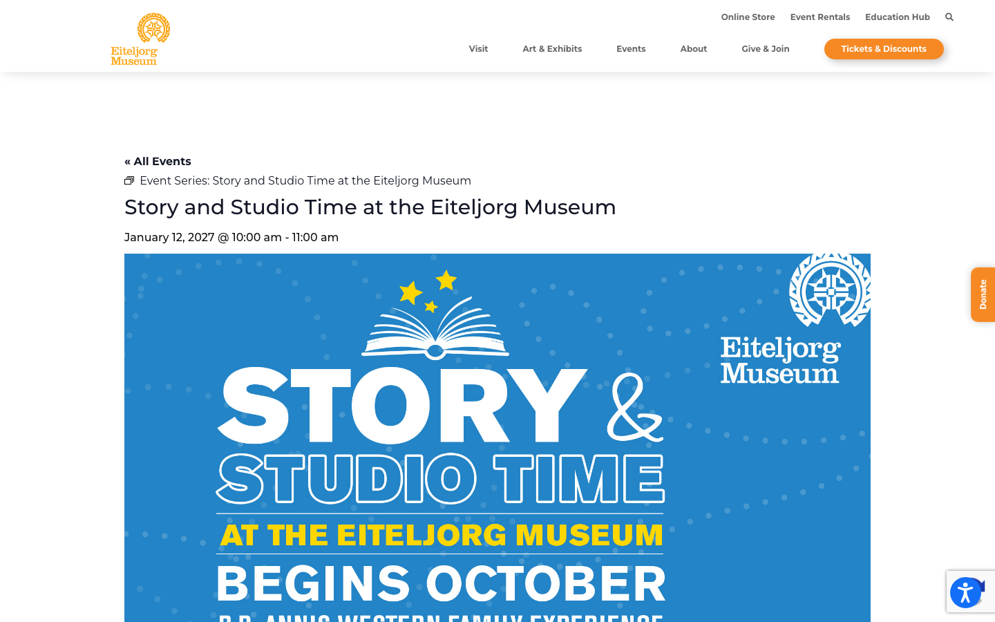 Screenshot of Eiteljorg Museum Story and Studio Time