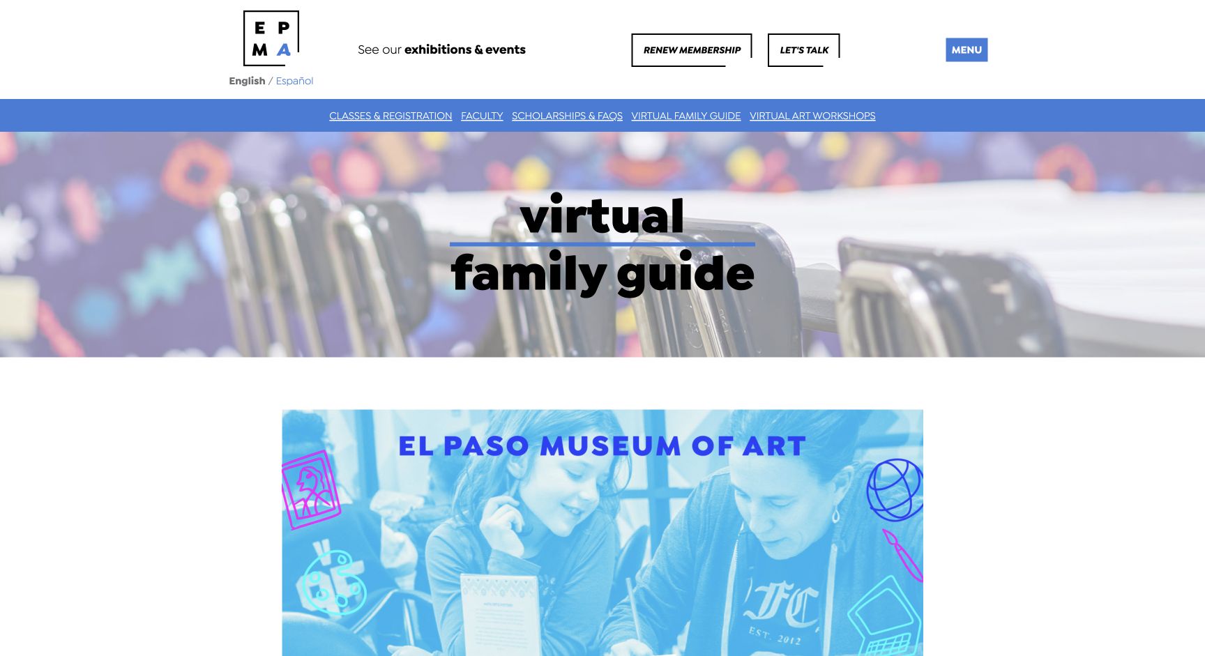 Screenshot of El Paso Museum of Art Virtual Family Guide