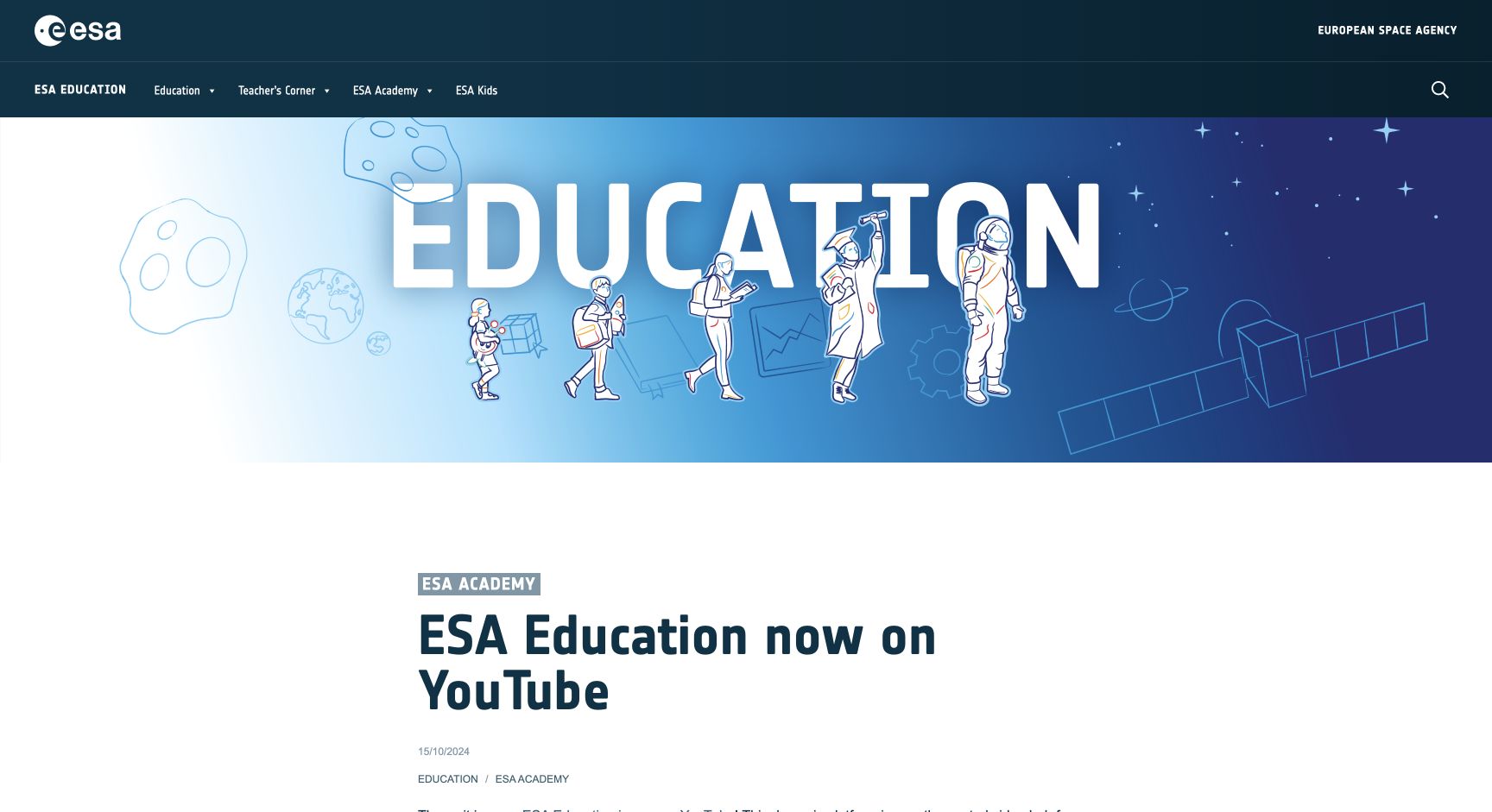 Screenshot of ESA Education YouTube