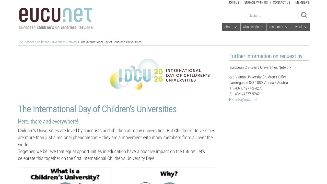 Screenshot of International Day of Children’s Universities